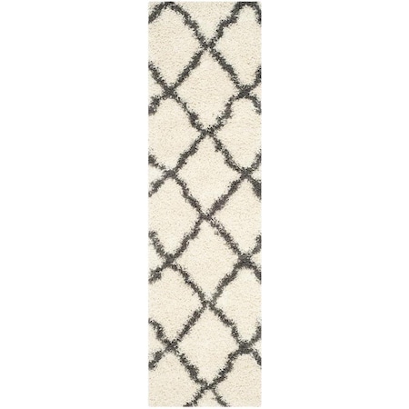 Safavieh 2 ft. 3 in. x 8 ft. SGD-Dallas Shag Rectangle Machine Made Rug - Ivory & Dark Grey SGDS257H-28